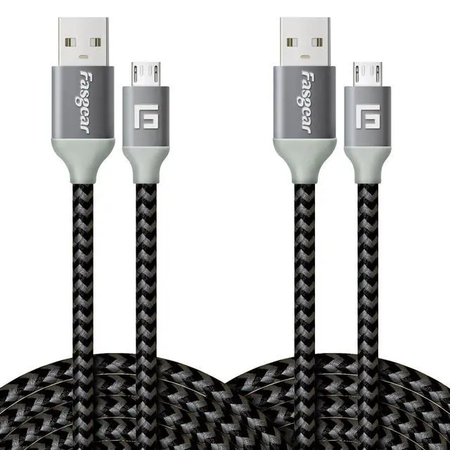 Main image of Micro USB Cable 10ft 2 Pack 2.4A Fast Charging Android Phone Charger Cord Braided Micro-B 2.0 Cable Compatible for PS4 X-Box One Controller/Sam-Sung S6/Fire TV Stick/Kindle/Webcam (Black)