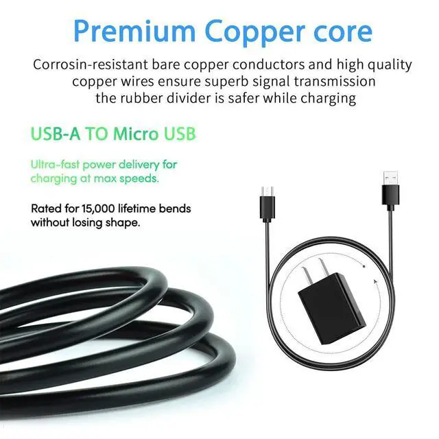 Alt view image 4 of 6 - 5ft Micro USB Fast Charger Cable - Compatible with Barnes & Noble Nook Tablets & More
