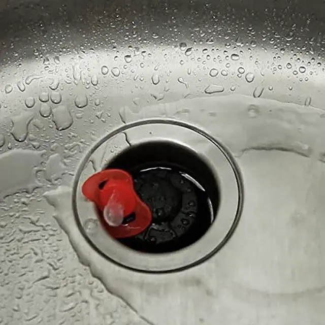 Alt view image 5 of 7 - Disposal Genie Garbage Disposal Strainer | Kitchen Sink Drain Splash Guard | Food Scraper | Red (10451)
