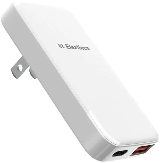 Main image of USB Wall Charger, USB C Fast Charger, Elexlinco Dual USB Wall Charger with Apple 20W Charge and QC 3.0 18W USB-A,USB C Wall Adapter for Apple 14 13 12 11, Samsung, Foldable Plug Charger