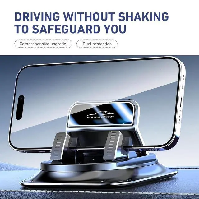 Alt view image 6 of 7 - Car Dashboard Phone Holder, Rotatable One-Hand Operation Bracket, Anti-Slip Waterproof Navigation Mount with Strong Suction, Wider Silicone Base for Most Size Phones (Black)