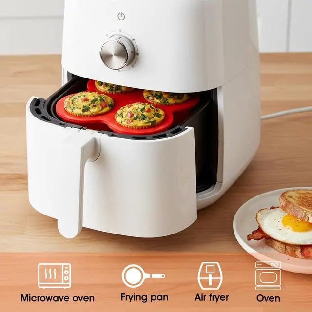 Alt view image 4 of 7 - 2 Pack Silicone Egg Bite Molds, 4-Cups Air Fryer Egg Bite Mold Food Grade Non-Stick Silicone Muffin Pan for Baking Mini Muffins Eggs Bites Tart Mini Cupcake Quiche