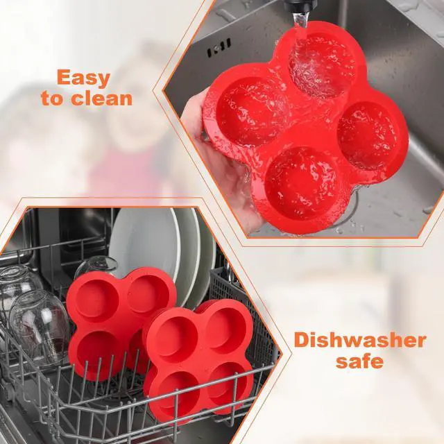 Alt view image 5 of 7 - 2 Pack Silicone Egg Bite Molds, 4-Cups Air Fryer Egg Bite Mold Food Grade Non-Stick Silicone Muffin Pan for Baking Mini Muffins Eggs Bites Tart Mini Cupcake Quiche