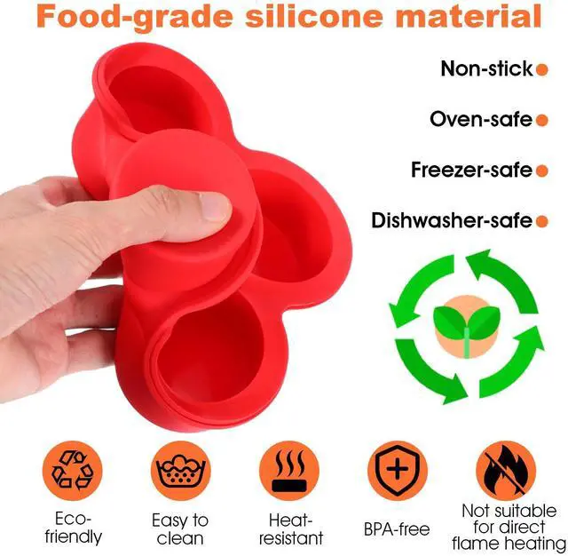 Alt view image 3 of 7 - 2 Pack Silicone Egg Bite Molds, 4-Cups Air Fryer Egg Bite Mold Food Grade Non-Stick Silicone Muffin Pan for Baking Mini Muffins Eggs Bites Tart Mini Cupcake Quiche