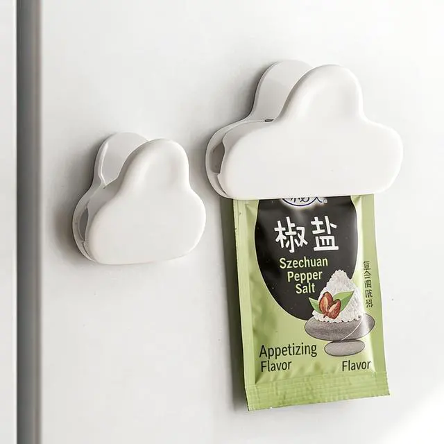 Main image of 2PCS Cute Chip Clips, Magnetic Bag Clips with Airtight Seal for Chips, Kitchen Clip with Magnet for Fridge, Fun Bag Clip for Food Storage, Snack Organization, RV Accessories (Large Size-White)