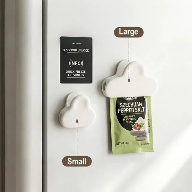 Alt view image 3 of 7 - 2PCS Cute Chip Clips, Magnetic Bag Clips with Airtight Seal for Chips, Kitchen Clip with Magnet for Fridge, Fun Bag Clip for Food Storage, Snack Organization, RV Accessories (Large Size-White)