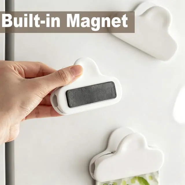 Alt view image 4 of 7 - 2PCS Cute Chip Clips, Magnetic Bag Clips with Airtight Seal for Chips, Kitchen Clip with Magnet for Fridge, Fun Bag Clip for Food Storage, Snack Organization, RV Accessories (Large Size-White)
