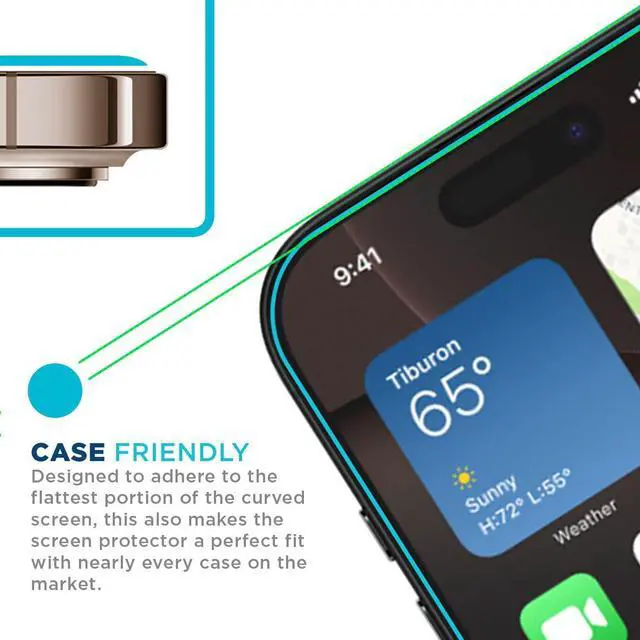 Alt view image 3 of 6 - for Apple iPhone 16 Pro Screen Protector Glass 6.3 inch - Ballistic Tempered, Case Friendly, Easy Install, Sensor Protection, HD, 9H Hardness, 3 Pack + Bonus Camera Lens Protector