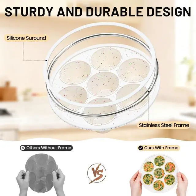 Alt view image 2 of 7 - Silicone Air Fryer Muffin Pan with Reinforced Frame, Egg Bite Mold