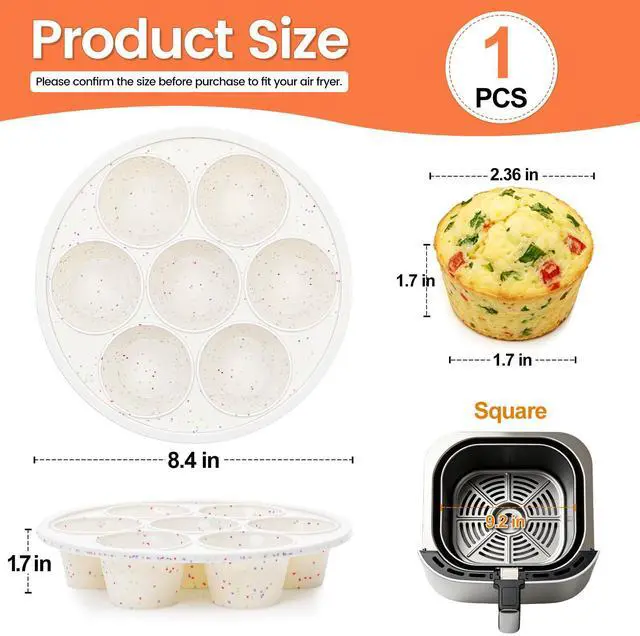 Alt view image 4 of 7 - Silicone Air Fryer Muffin Pan with Reinforced Frame, Egg Bite Mold