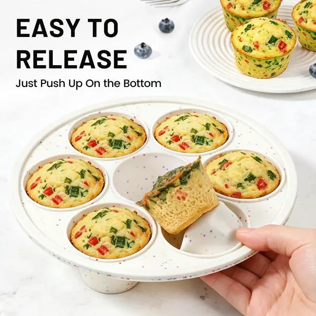 Alt view image 5 of 7 - Silicone Air Fryer Muffin Pan with Reinforced Frame, Egg Bite Mold