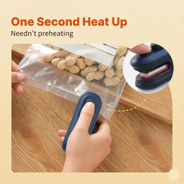 Alt view image 4 of 7 - Mini Bag Sealer, Blue USBC Rechargeable 2in1 Heat Sealer & Cutter, Handheld Portable Bag Resealer for Plastic Food Bags & Storage, Mini Heat Sealing Tool (1 Pack)