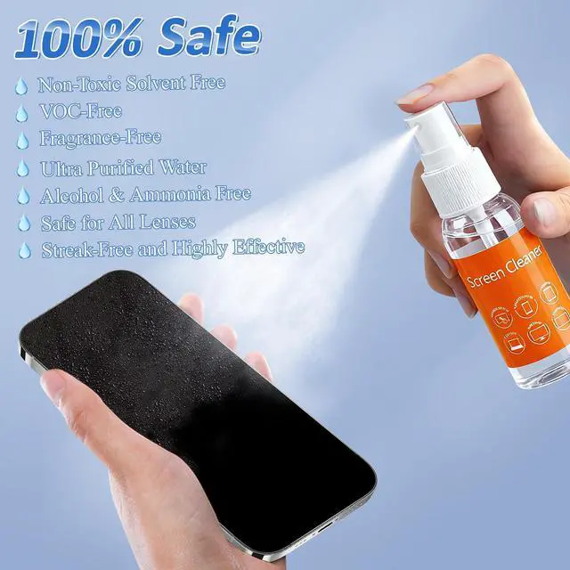 Alt view image 3 of 7 - Screen Cleaner Refill Kit for Keyboard Cleaning Kit Laptop Cleaner, 10-in-1 Computer Screen Cleaning Brush Tool, Streak-Free Spray for Computer, Phone, Pad, Includes Microfiber Cloth, 60ML