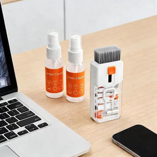 Alt view image 7 of 7 - Screen Cleaner Refill Kit for Keyboard Cleaning Kit Laptop Cleaner, 10-in-1 Computer Screen Cleaning Brush Tool, Streak-Free Spray for Computer, Phone, Pad, Includes Microfiber Cloth, 60ML