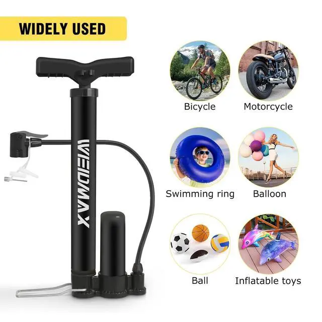 Alt view image 5 of 6 - Bike Pump Portable, Bike Tire Inflator, Bicycle Hand Air Pump with Presta and Schrader, Ball Pump Inflator Bicycle Floor Pump Suitable for Baby Stroller Tires, Balls, Road and Mountain BikesBlack