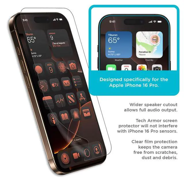 Alt view image 4 of 5 - 4 Pack Screen Protector for iPhone 16 Pro 6.3 inch - HD Clear | Film | Ultimate Display Protection | Crystal Clear Clarity | Easy Installation | Premium Quality