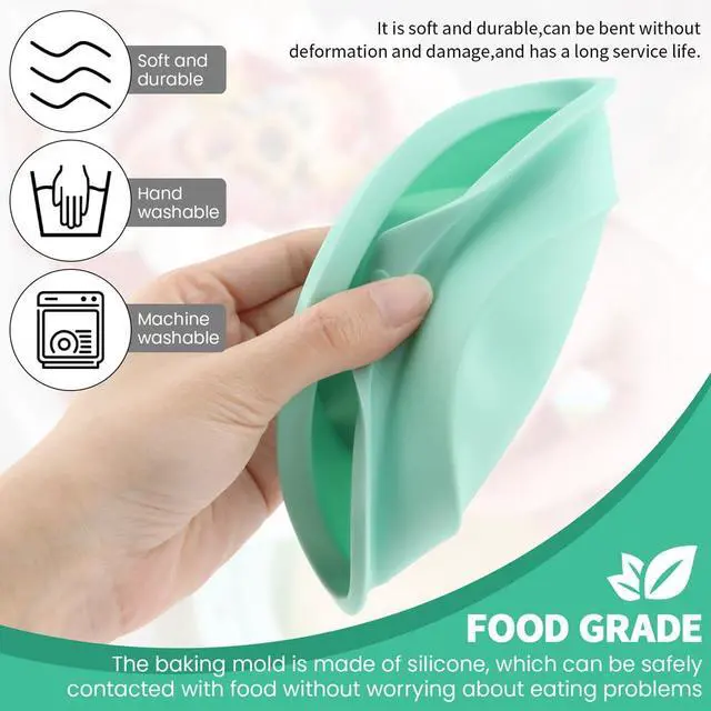 Alt view image 3 of 7 - 4Pcs Air Fryer Egg Mold, Silicone Egg Bites Molds for Baking Muffin Top Pan, 4'' Mini Pancake Mold Non-Stick for Baking Hamburger Bun Pan Air Fryer Accessories(COLOR:Green)