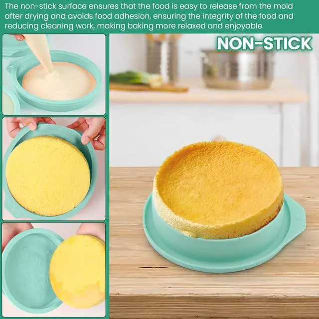 Alt view image 5 of 7 - 4Pcs Air Fryer Egg Mold, Silicone Egg Bites Molds for Baking Muffin Top Pan, 4'' Mini Pancake Mold Non-Stick for Baking Hamburger Bun Pan Air Fryer Accessories(COLOR:Green)