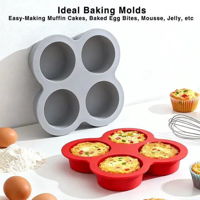 Alt view image 2 of 6 - 3-Pack Silicone Air Fryer Egg Bites Mold, 4 Cups Non-Stick Baking Pan