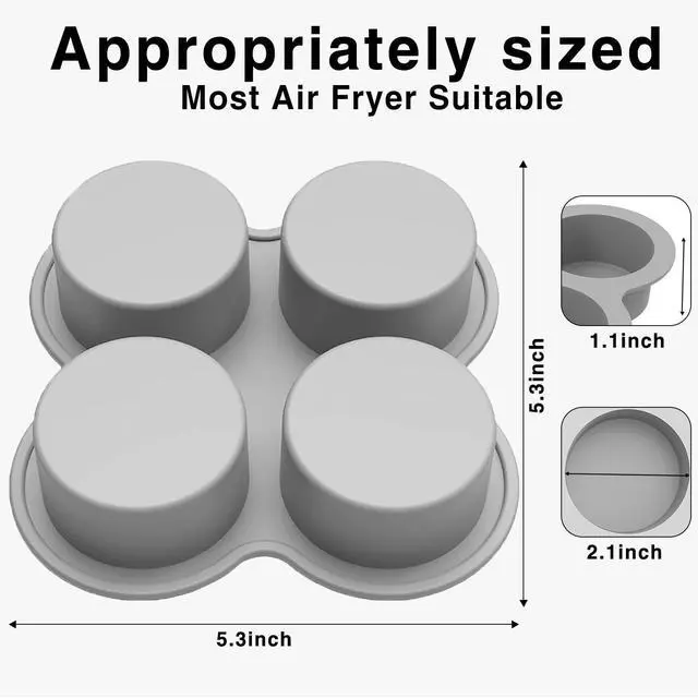 Alt view image 3 of 6 - 3-Pack Silicone Air Fryer Egg Bites Mold, 4 Cups Non-Stick Baking Pan