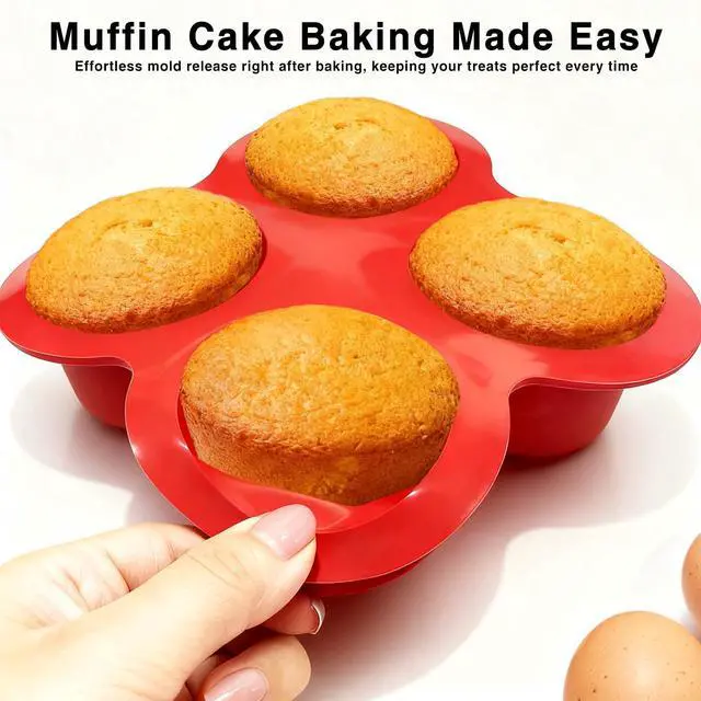 Alt view image 4 of 6 - 3-Pack Silicone Air Fryer Egg Bites Mold, 4 Cups Non-Stick Baking Pan