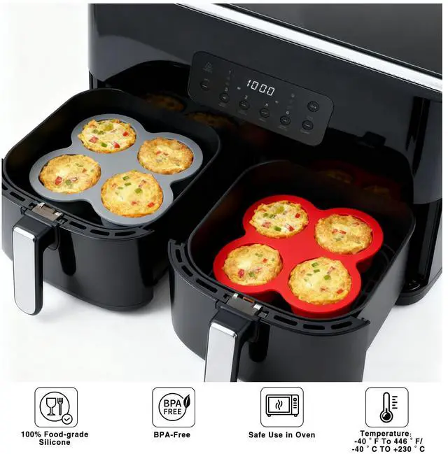 Alt view image 5 of 6 - 3-Pack Silicone Air Fryer Egg Bites Mold, 4 Cups Non-Stick Baking Pan