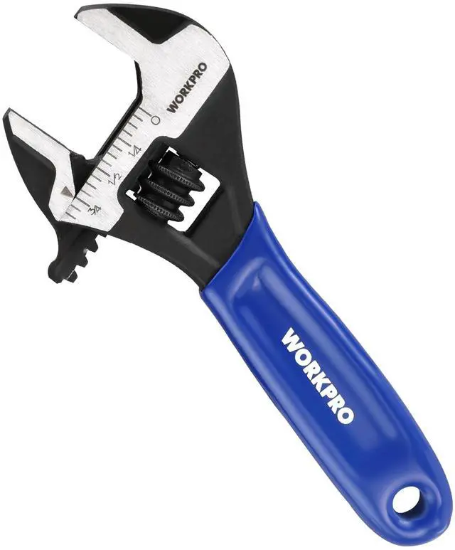 Main image of 4-Inch Mini Adjustable Wrench, Cr-V Steel Wide Jaw Black Oxide Wrench for Small Nuts, Metric & SAE Scales, for Home, Workshop and DIY