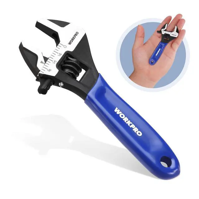 Alt view image 2 of 7 - 4-Inch Mini Adjustable Wrench, Cr-V Steel Wide Jaw Black Oxide Wrench for Small Nuts, Metric & SAE Scales, for Home, Workshop and DIY