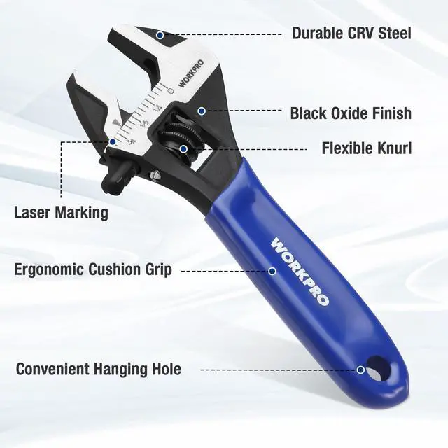 Alt view image 7 of 7 - 4-Inch Mini Adjustable Wrench, Cr-V Steel Wide Jaw Black Oxide Wrench for Small Nuts, Metric & SAE Scales, for Home, Workshop and DIY