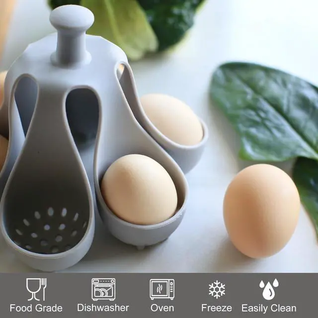 Alt view image 5 of 7 - Silicone Egg Boiler Rack for Hard Soft Boiled Eggs, Food Grade Silicone Egg Boiler Cooker with 6 Holders, Kitchen Gadget for Cooking/Serving Eggs with Handle, Dishwasher Safe