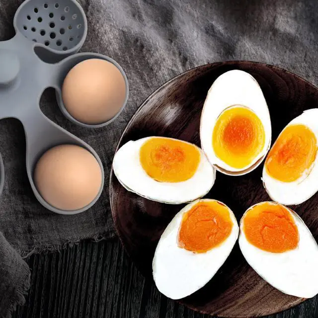 Alt view image 6 of 7 - Silicone Egg Boiler Rack for Hard Soft Boiled Eggs, Food Grade Silicone Egg Boiler Cooker with 6 Holders, Kitchen Gadget for Cooking/Serving Eggs with Handle, Dishwasher Safe