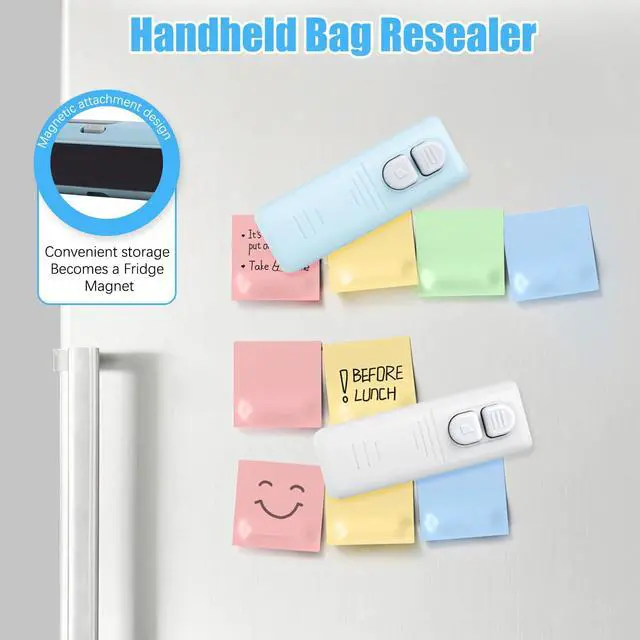 Alt view image 3 of 7 - Mini Bag Sealer with Cutter and Magnet, 2026 Upgraded 3 In 1 Rechargeable Mini Bag Cutter and Sealer, Portable Chip Bag Pressure Sealer for Chips Snacks Plastic Bags Fresh Storage, White