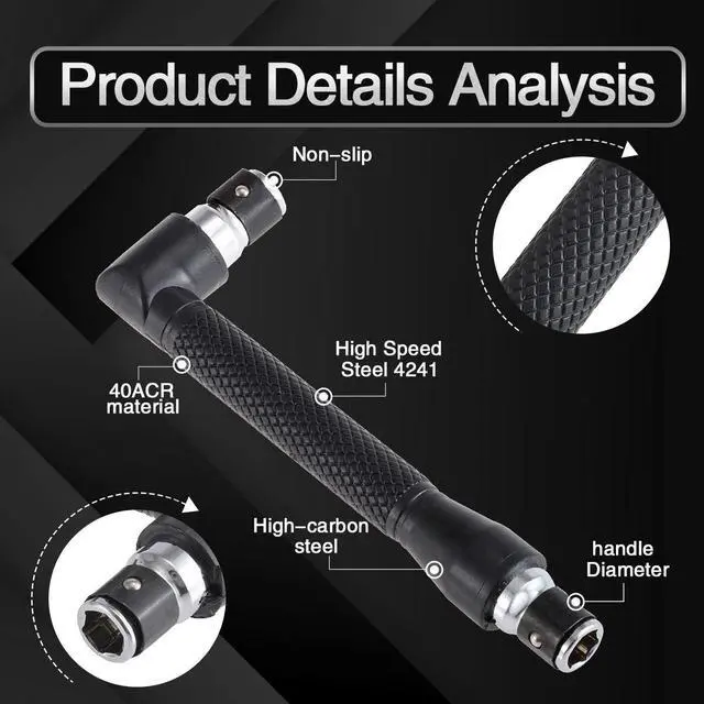 Alt view image 5 of 7 - L-shape Socket Wrench Set Screwdriver and Bit Set, 1/4-Inch Drive, L-shaped Extension Handle Double Head Hex Socket Wrench for Routine Screwdriver Bits Utility Tool
