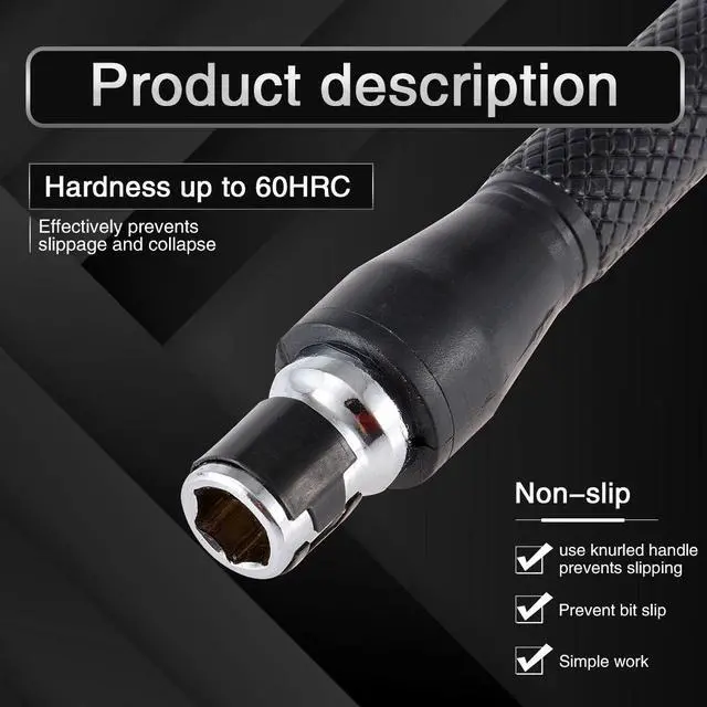 Alt view image 6 of 7 - L-shape Socket Wrench Set Screwdriver and Bit Set, 1/4-Inch Drive, L-shaped Extension Handle Double Head Hex Socket Wrench for Routine Screwdriver Bits Utility Tool
