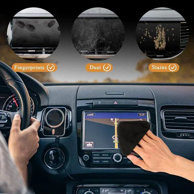 Alt view image 5 of 7 - Cleaner, Car Touch Screen Cleaner, Microfiber Cloth Auto Touchscreen Cleaning Wipes, Car Cleaning Wipes Cleaning Cloth Screen Cleaner Cloth for Vehicle Dashboard Car Display Interior Square