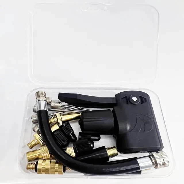 Alt view image 6 of 6 - Bicycle Valve Adapter Replacement Pump Head with Presta Schrader Dual Valves Tyre Valve Converter (AV DV SV) Tire Valve Caps Air Pump Inflator Extension Hose Ball Pump Inflation Needle Nozzle Adaptor