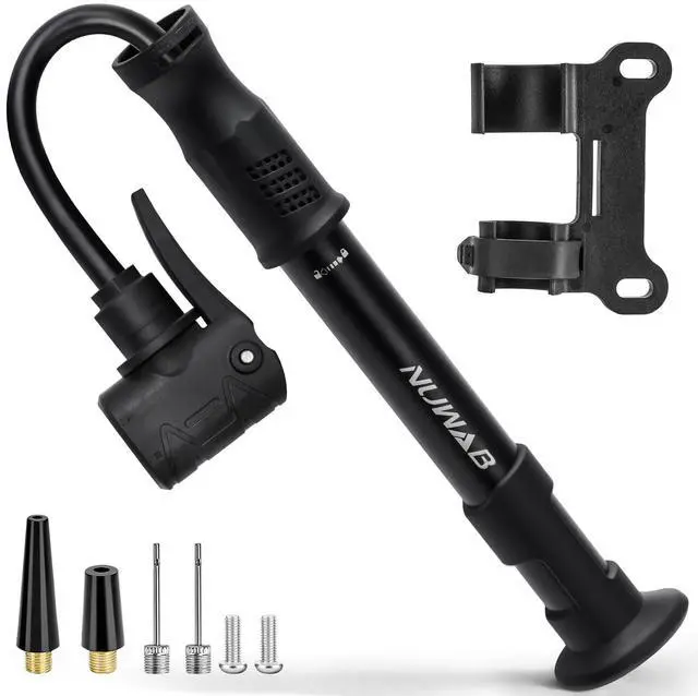 Main image of Mini Bike Pump with Gauge, 10 Inch Portable Hand Bicycle Pump, 100PSI, Support Shrader and Presta, Fast Air Out Ball Pump, Work with All Bikes and Balls, Swimming Ring