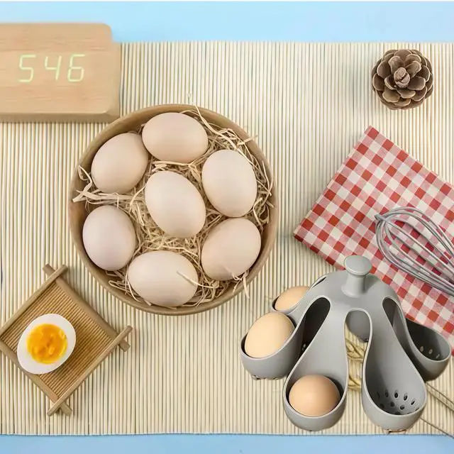 Alt view image 3 of 7 - Silicone Egg Boiler Rack, Freestanding Egg Boiler,egg boiler holder,Silicone Boiled Egg Cooker,Storage and Egg Rack for Making Soft or Hard Boiled Eggs,Holds 6 Eggs, for Cooking Kitchen Gadget, Gray
