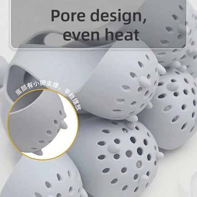 Alt view image 7 of 7 - Silicone Egg Boiler Rack, Freestanding Egg Boiler,egg boiler holder,Silicone Boiled Egg Cooker,Storage and Egg Rack for Making Soft or Hard Boiled Eggs,Holds 6 Eggs, for Cooking Kitchen Gadget, Gray
