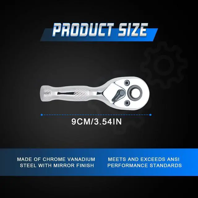 Alt view image 3 of 7 - 1/4 Inch Drive Stubby Ratchet Mini Ratchet Wrench,1/4 Socket Wrench, 72-Tooth Quick-ReleaseReversible,Chrome Vanadium Alloy Steel for Durability