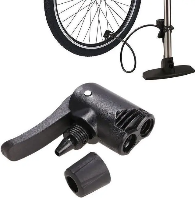 Main image of Black Pump Adapter Valve, 3 in 1 Replacement Dual Head Air Pump Adapter Valve Bicycle Bike Cycle Tyre Tube Pump AdapterBike Floor Pumps