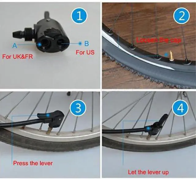 Alt view image 5 of 7 - Black Pump Adapter Valve, 3 in 1 Replacement Dual Head Air Pump Adapter Valve Bicycle Bike Cycle Tyre Tube Pump AdapterBike Floor Pumps