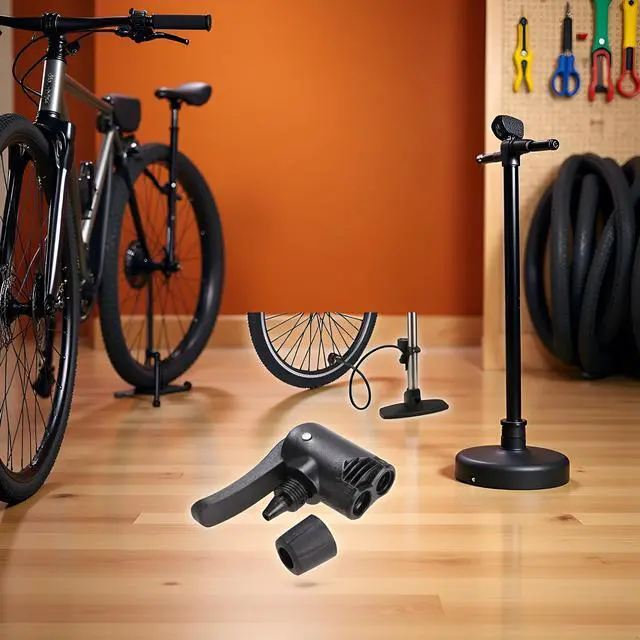 Alt view image 4 of 7 - Black Pump Adapter Valve, 3 in 1 Replacement Dual Head Air Pump Adapter Valve Bicycle Bike Cycle Tyre Tube Pump AdapterBike Floor Pumps