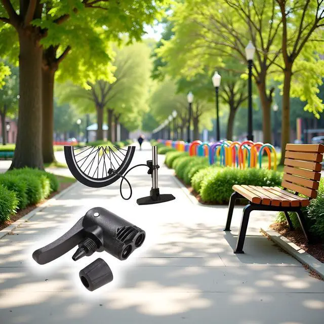 Alt view image 2 of 7 - Black Pump Adapter Valve, 3 in 1 Replacement Dual Head Air Pump Adapter Valve Bicycle Bike Cycle Tyre Tube Pump AdapterBike Floor Pumps