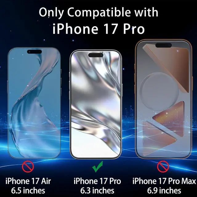 Alt view image 2 of 6 - [3 Pack for iPhone 17 Pro Screen Protector with Installation Frame, Tempered Glass, Full Coverage, Case Friendly