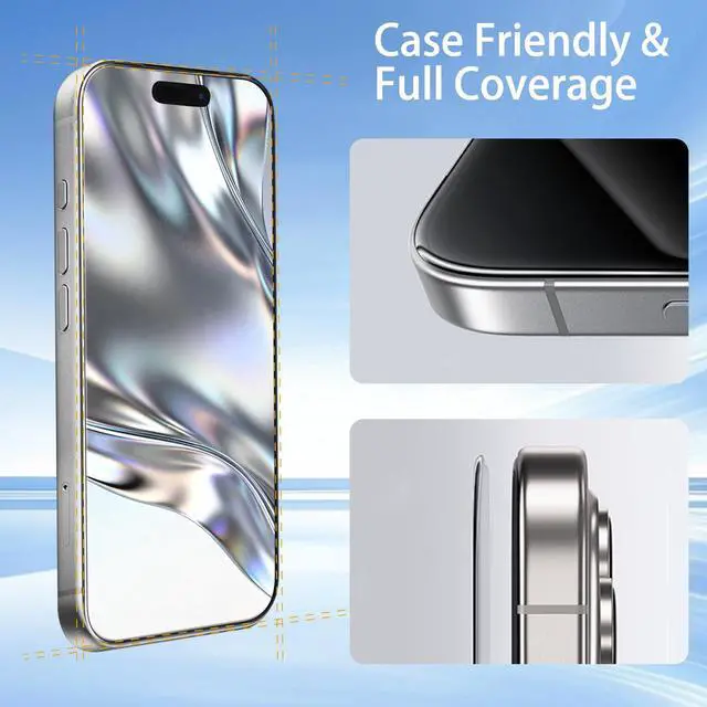 Alt view image 4 of 6 - [3 Pack for iPhone 17 Pro Screen Protector with Installation Frame, Tempered Glass, Full Coverage, Case Friendly