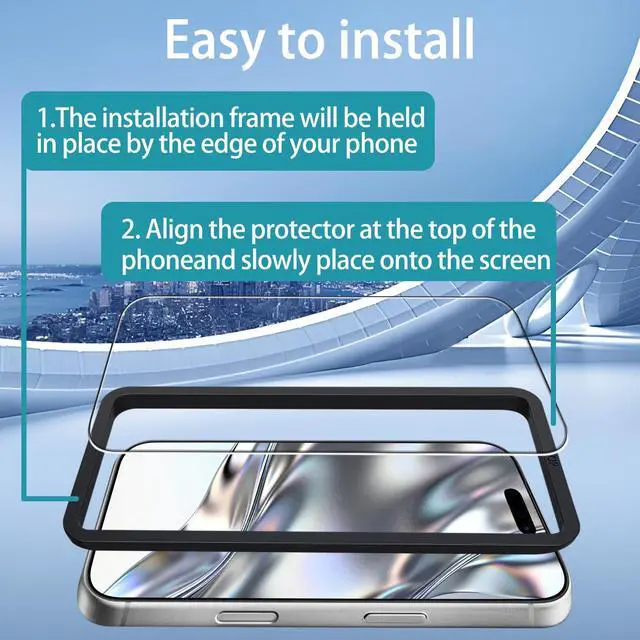 Alt view image 5 of 6 - [3 Pack for iPhone 17 Pro Screen Protector with Installation Frame, Tempered Glass, Full Coverage, Case Friendly