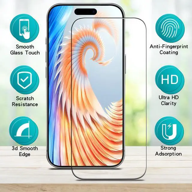Alt view image 4 of 6 - 3 Pack for iPhone 17 Pro Screen Protector, Tempered Glass, Easy To Install, Case Friendly