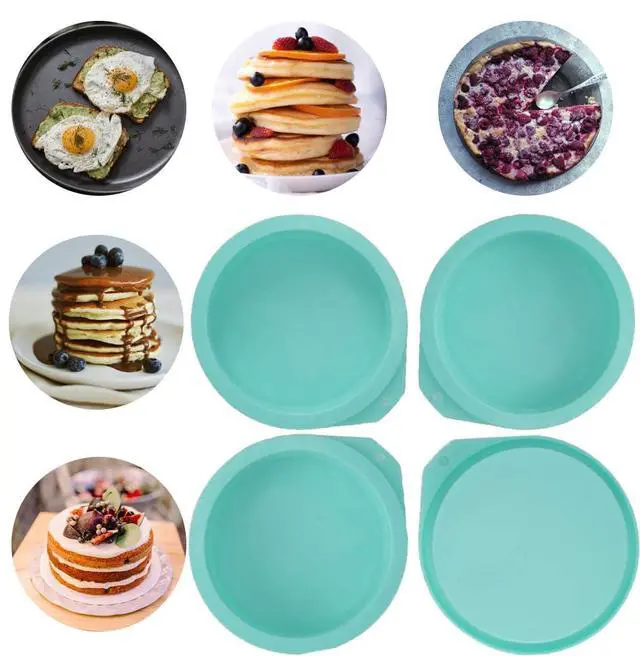 Alt view image 2 of 6 - 6-Pack Silicone Cake Molds 4 Inch Round Cakes Pans Green Baking Pan Set Silicone Baking Mold DIY Rainbow Cakes and Round Resin Coaster Molds, 0.8 Inch Deep (Green)