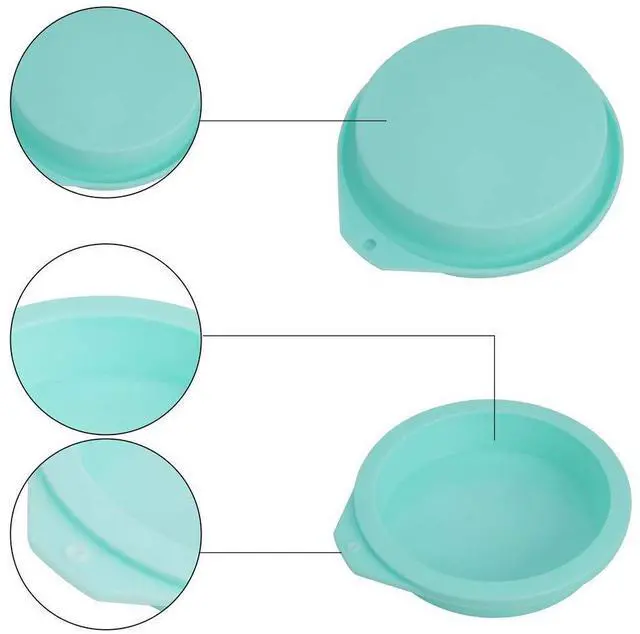 Alt view image 4 of 6 - 6-Pack Silicone Cake Molds 4 Inch Round Cakes Pans Green Baking Pan Set Silicone Baking Mold DIY Rainbow Cakes and Round Resin Coaster Molds, 0.8 Inch Deep (Green)